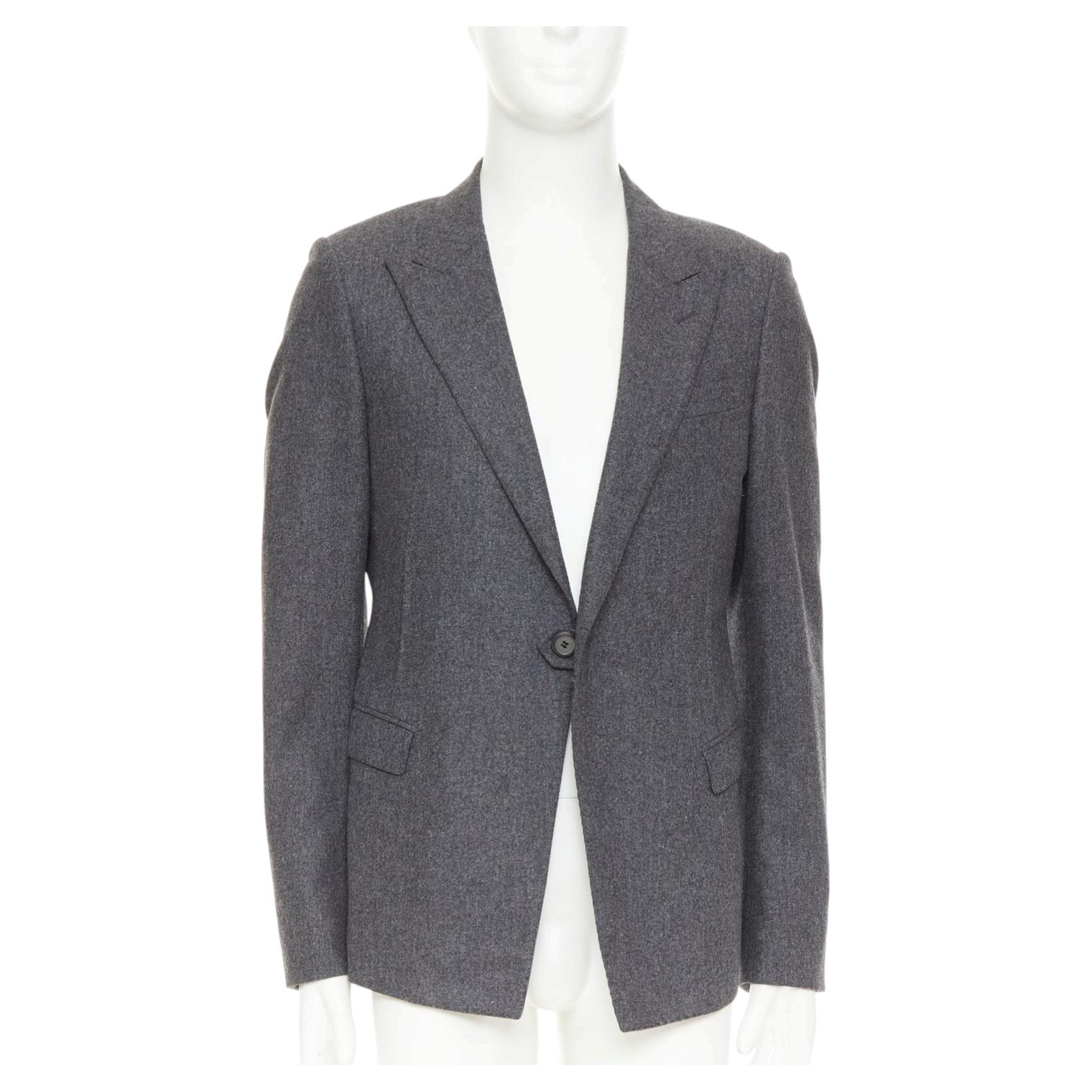 LANVIN grey speckled wool exposed darts single button blazer EU50 L