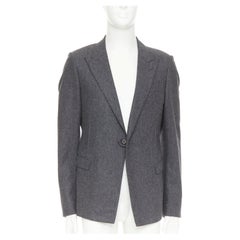 LANVIN grey speckled wool exposed darts single button blazer EU50 L