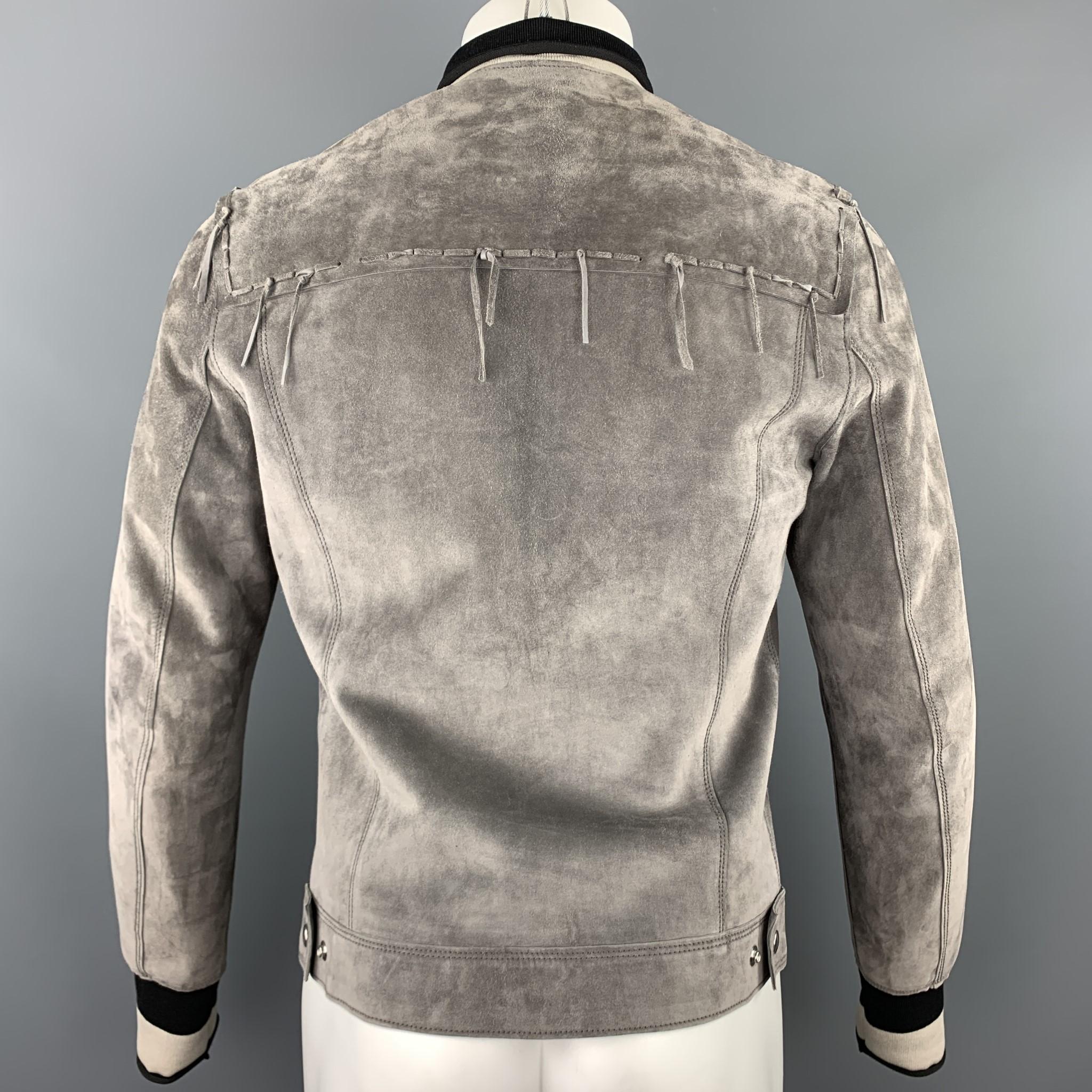 LANVIN Grey Suede Jacket - Men's Size US 38 / IT 48  In Excellent Condition In San Francisco, CA