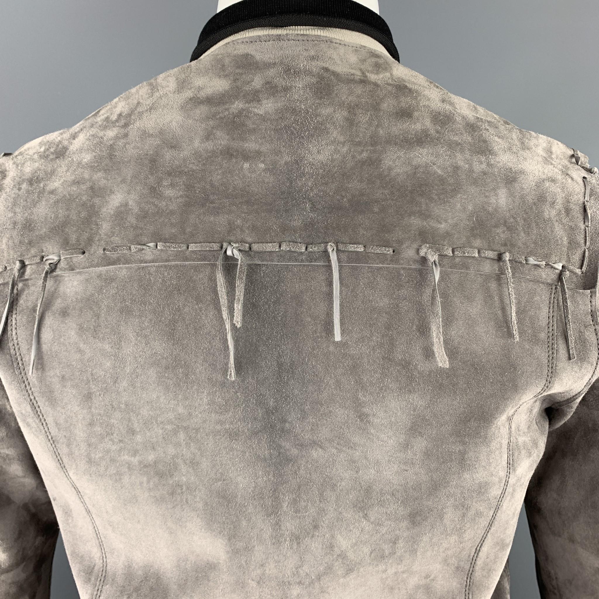 LANVIN Grey Suede Jacket - Men's Size US 38 / IT 48  1