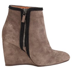 LANVIN grey suede WEDGE Ankle Boots Shoes 39