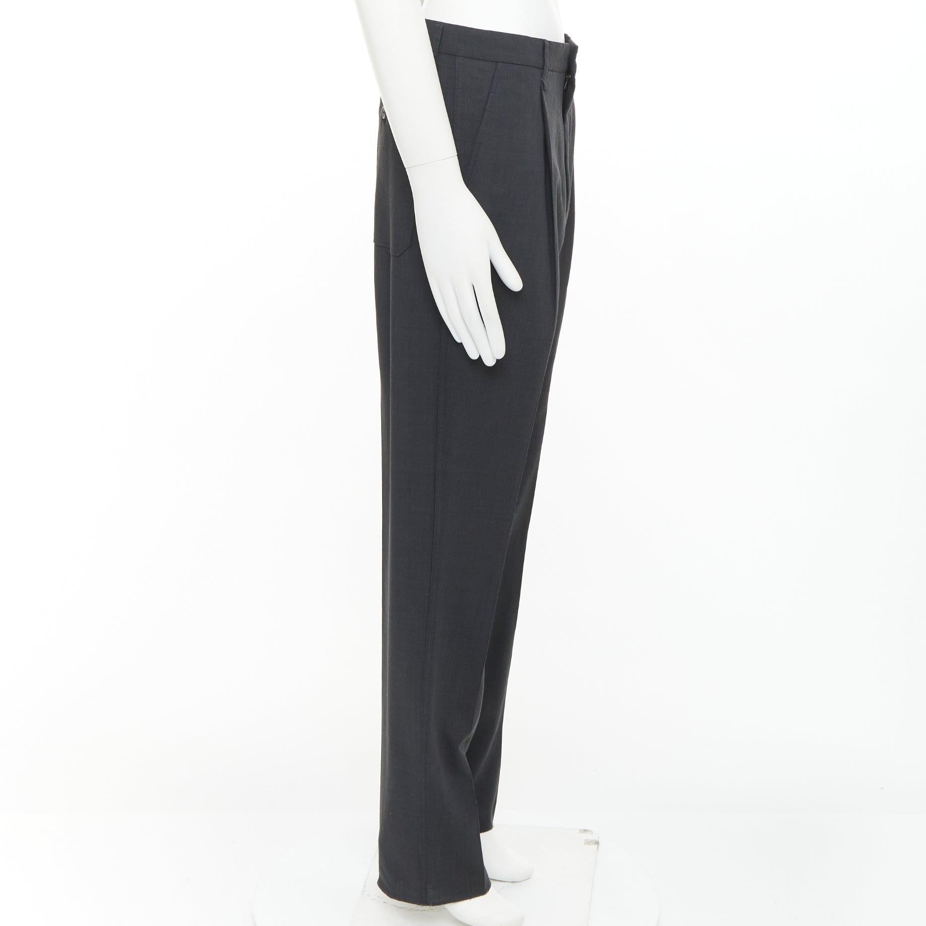 LANVIN - Pantalon à plis à l'entrejambe en viscose de laine vierge grise FR44 XS Bon état - En vente à Hong Kong, NT