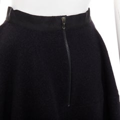 LANVIN grey wool blend black waistband constructed bell shaped skirt FR34 XS
