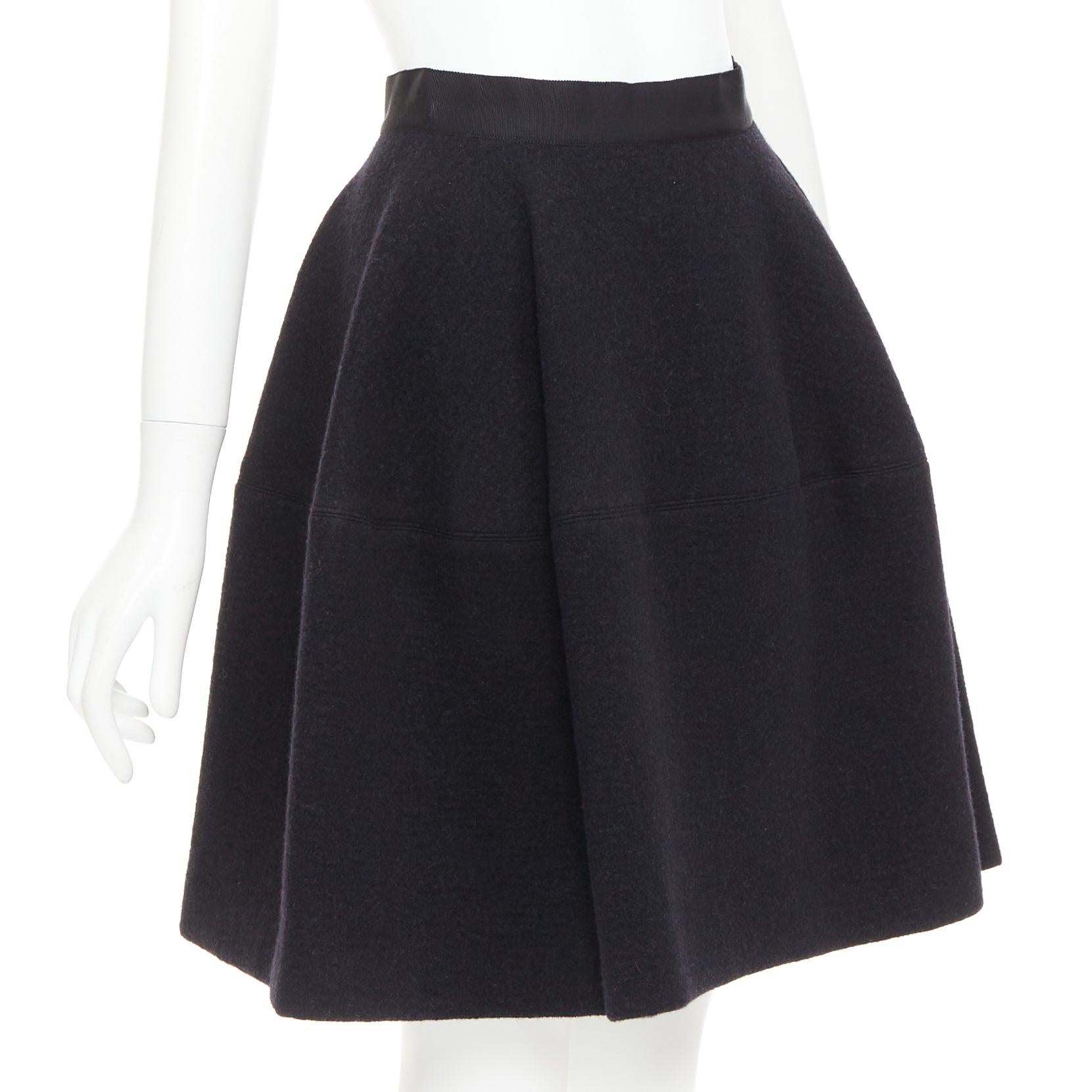 LANVIN falda acampanada gris mezcla de lana con cinturilla negra FR34 XS Negro en venta