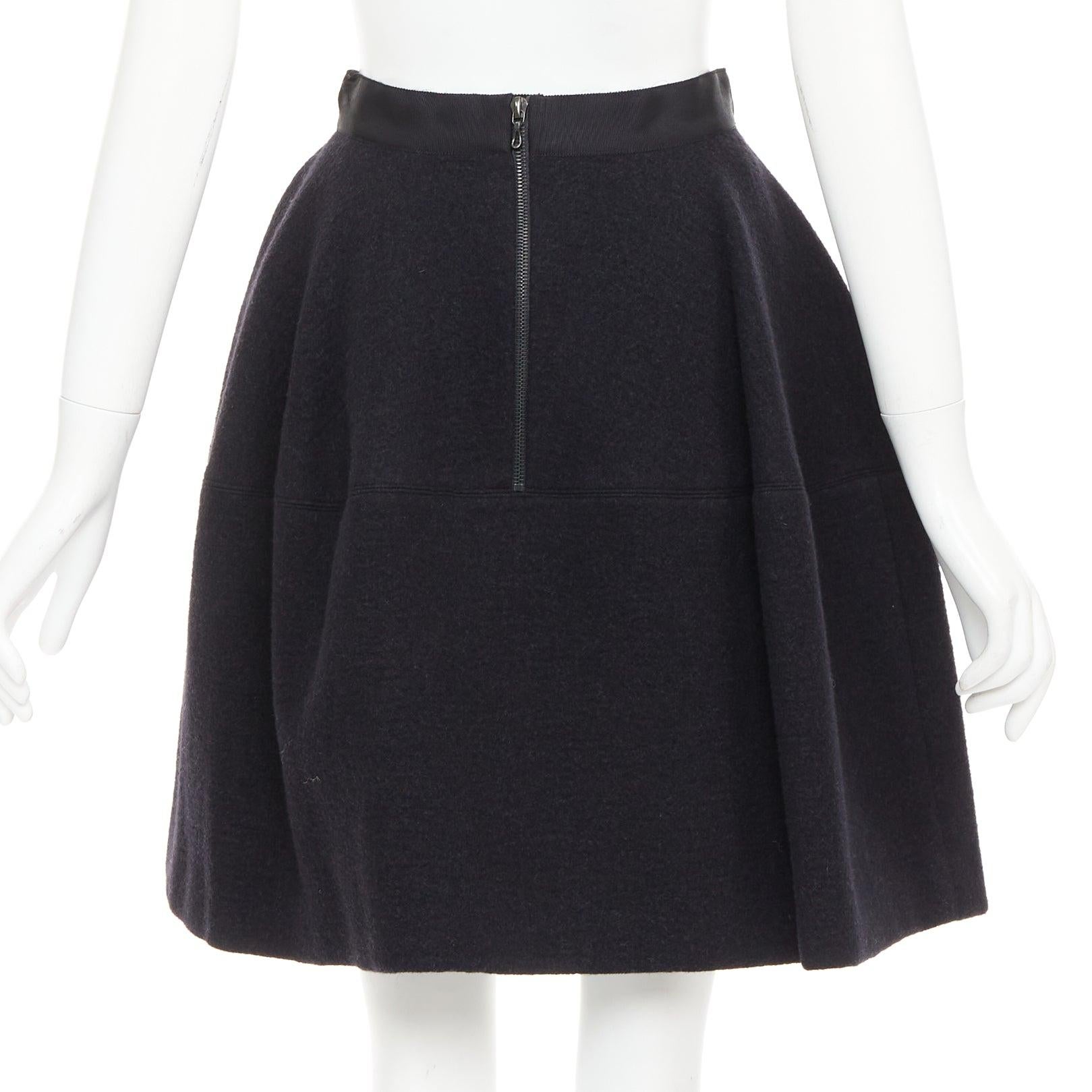 De las mujeres LANVIN falda acampanada gris mezcla de lana con cinturilla negra FR34 XS en venta