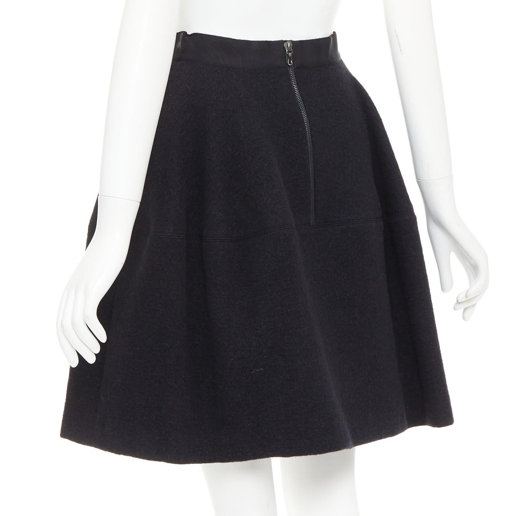 LANVIN falda acampanada gris mezcla de lana con cinturilla negra FR34 XS en venta 1