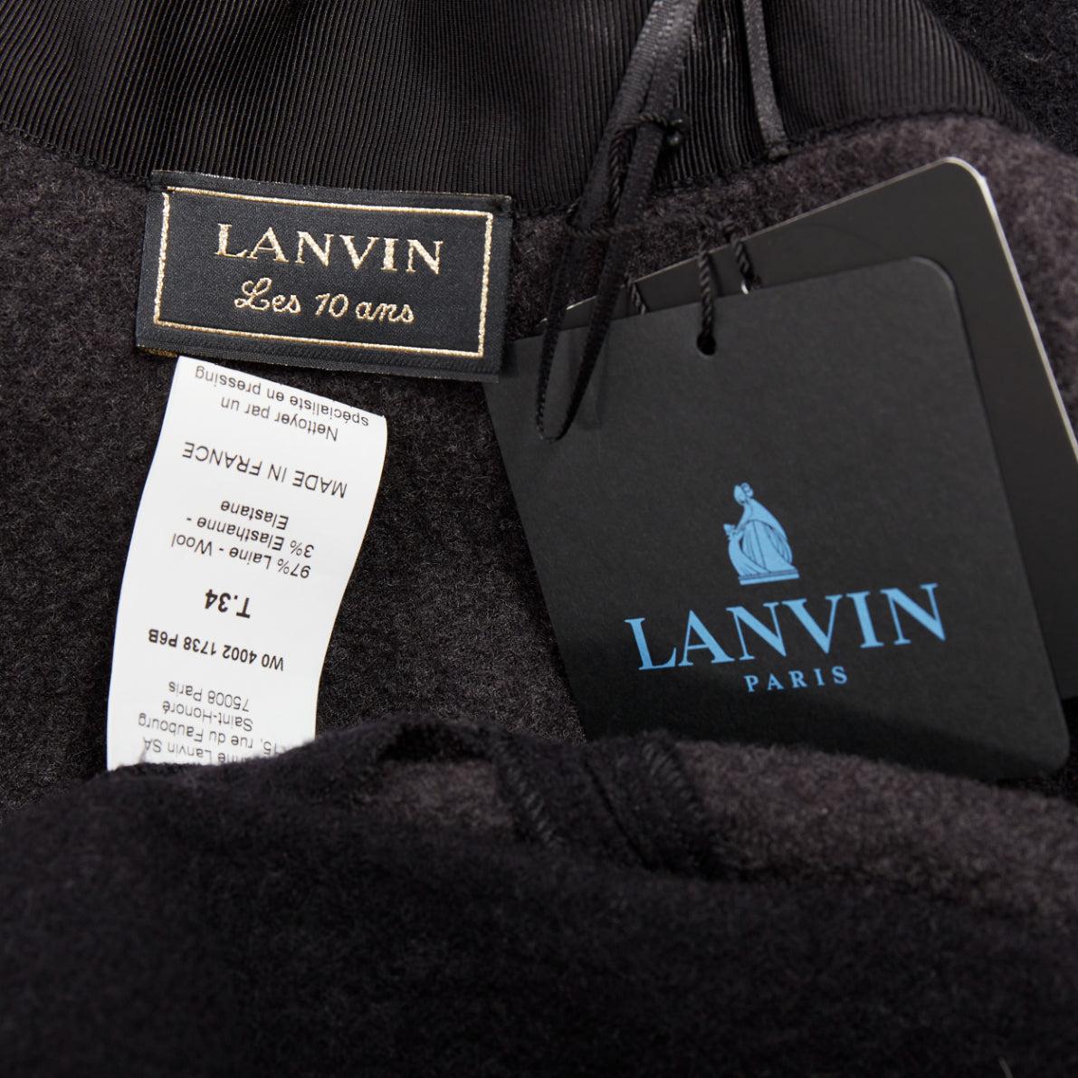 LANVIN falda acampanada gris mezcla de lana con cinturilla negra FR34 XS en venta 3
