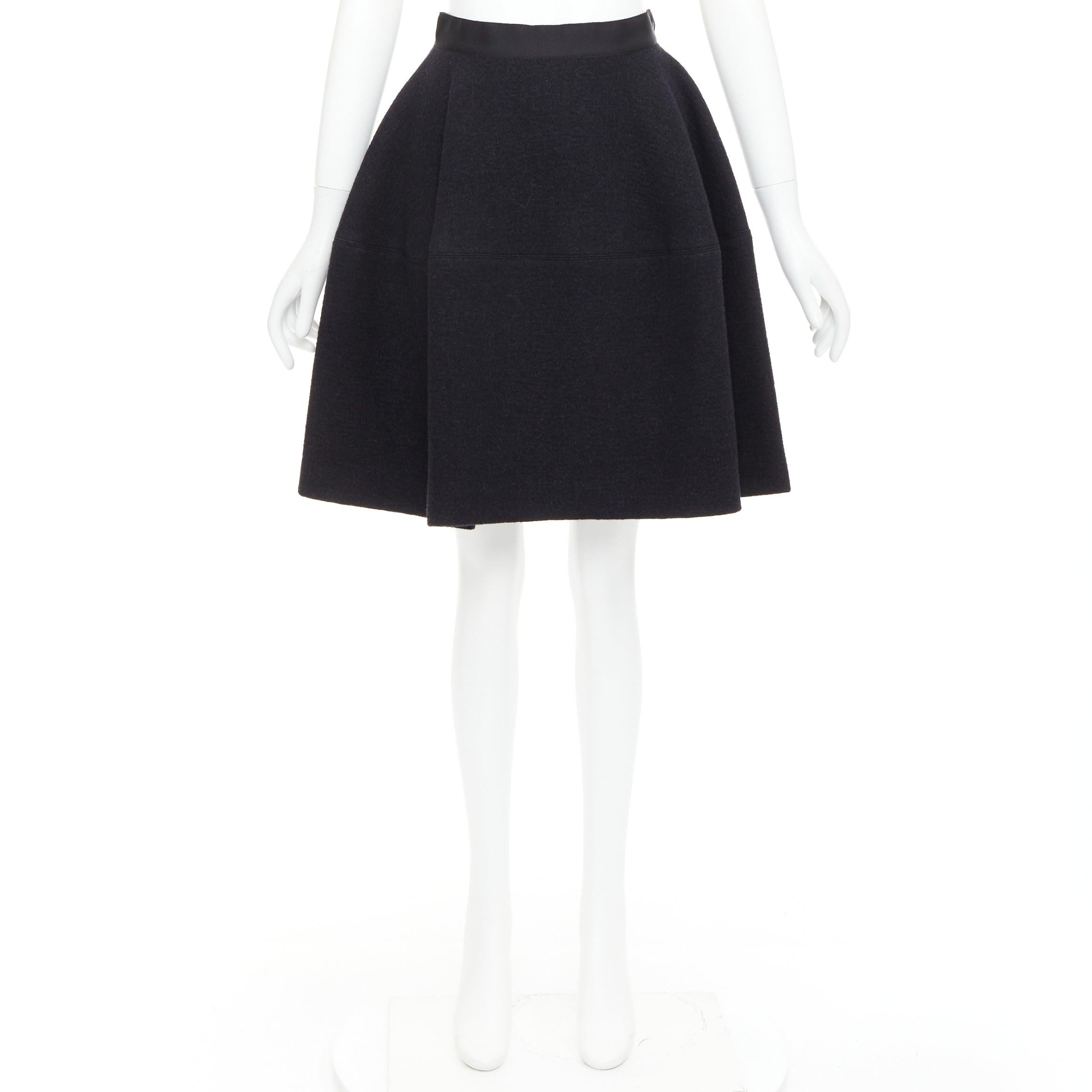 LANVIN falda acampanada gris mezcla de lana con cinturilla negra FR34 XS en venta 4