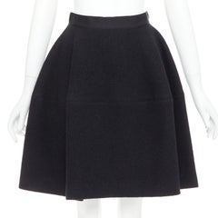 LANVIN falda acampanada gris mezcla de lana con cinturilla negra FR34 XS