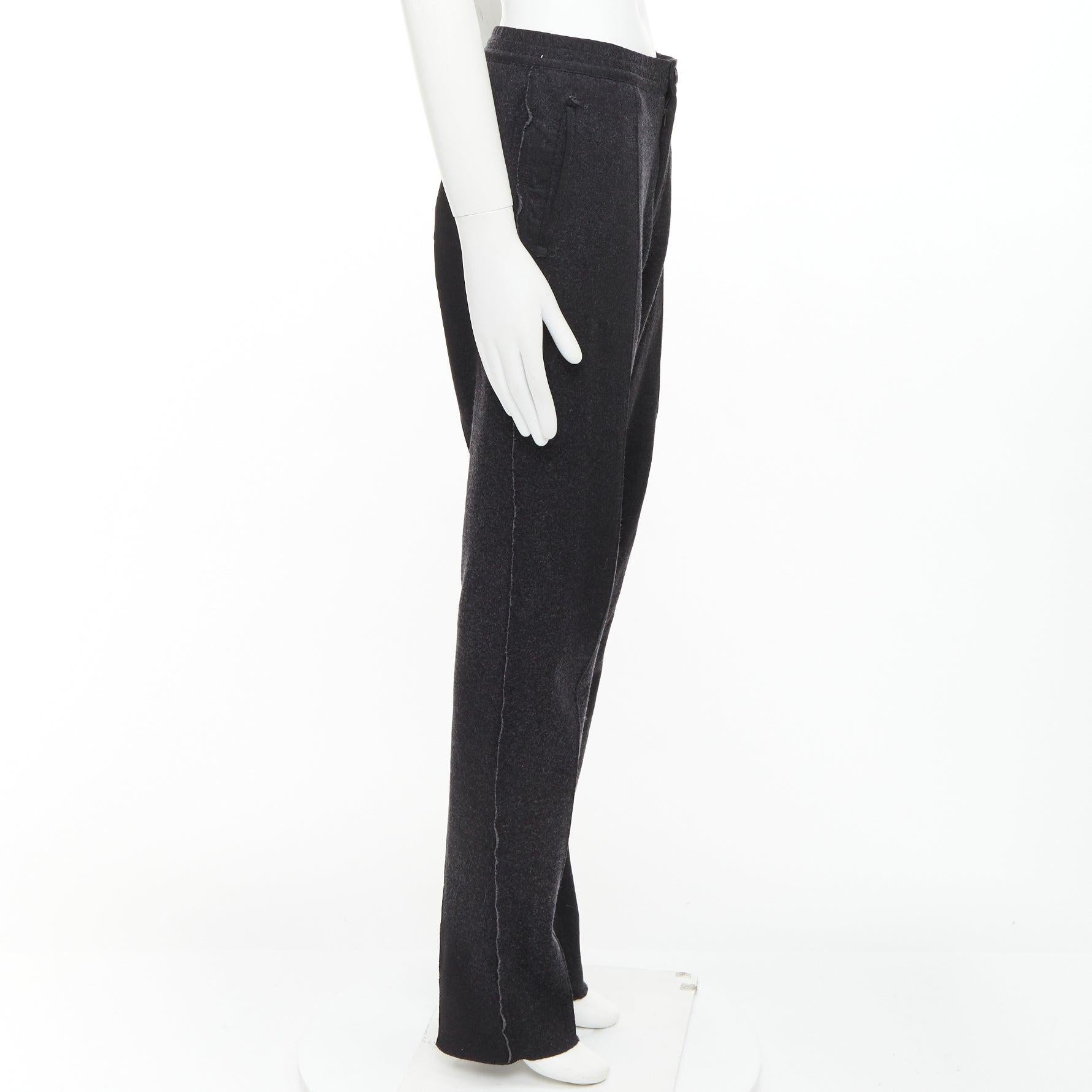 LANVIN grey wool blend raw edge elastic waistband jogger pants FR46 S Bon état - En vente à Hong Kong, NT