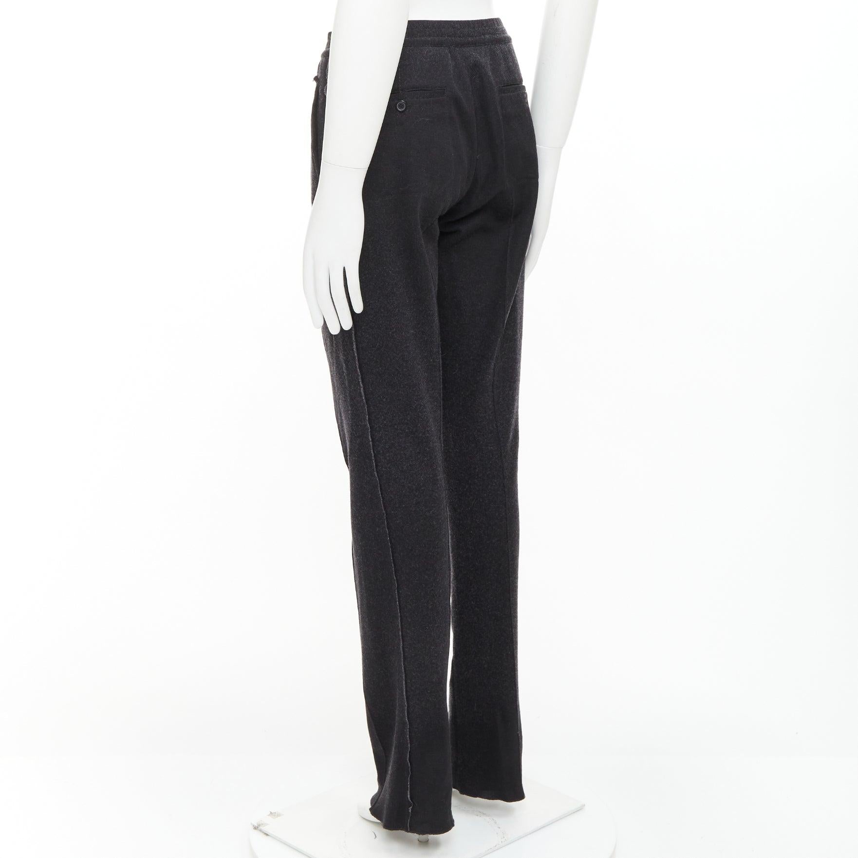 LANVIN grey wool blend raw edge elastic waistband jogger pants FR46 S en vente 1