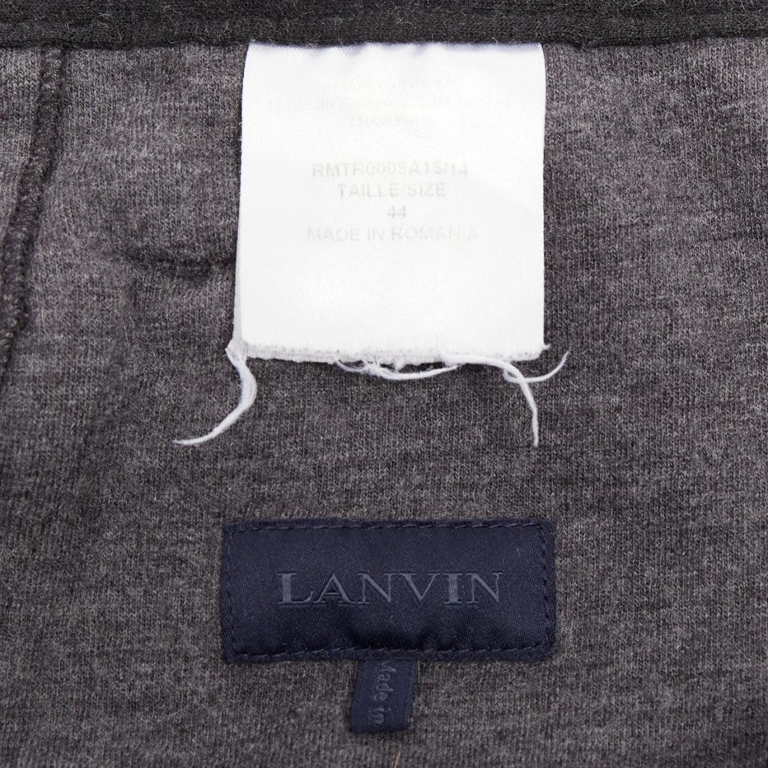 LANVIN grey wool blend raw edge elastic waistband jogger pants FR46 S en vente 3
