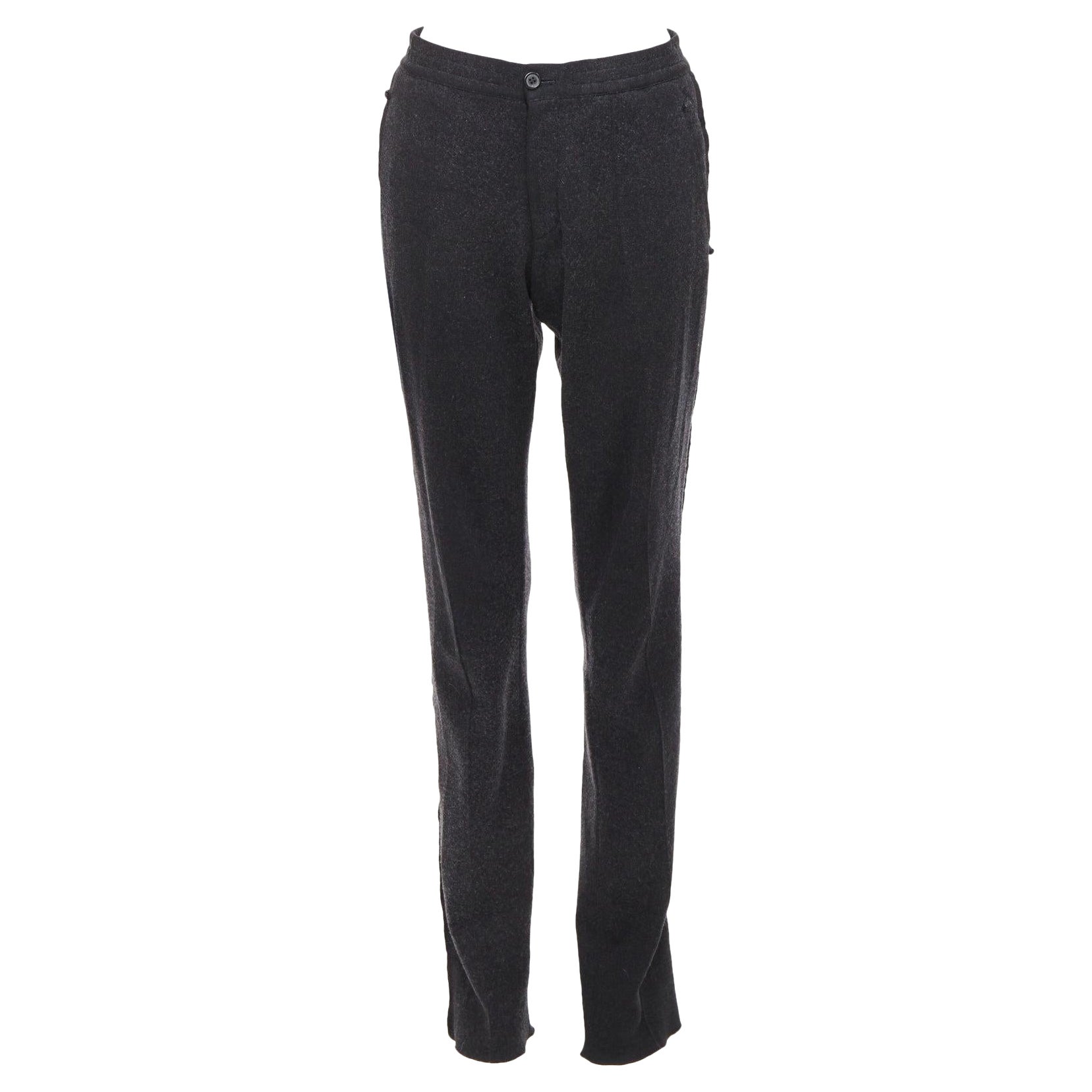 LANVIN grey wool blend raw edge elastic waistband jogger pants FR46 S