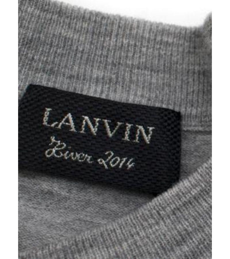 Lanvin Grey Wool Floral Lace Embellished Knit Sweater For Sale 3