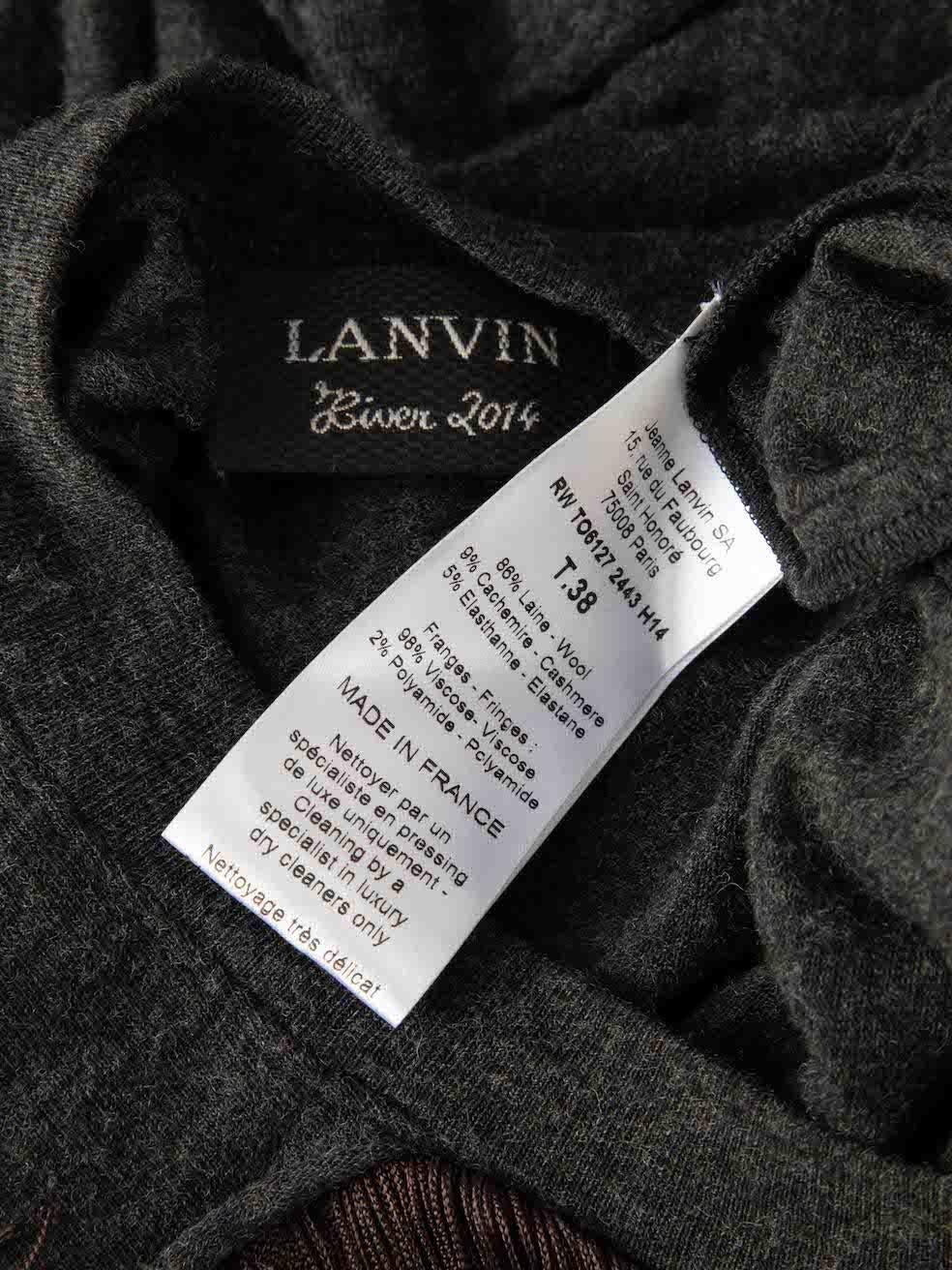 Lanvin Grey Wool Fringe Detail Jumper Size M In Excellent Condition In London, GB