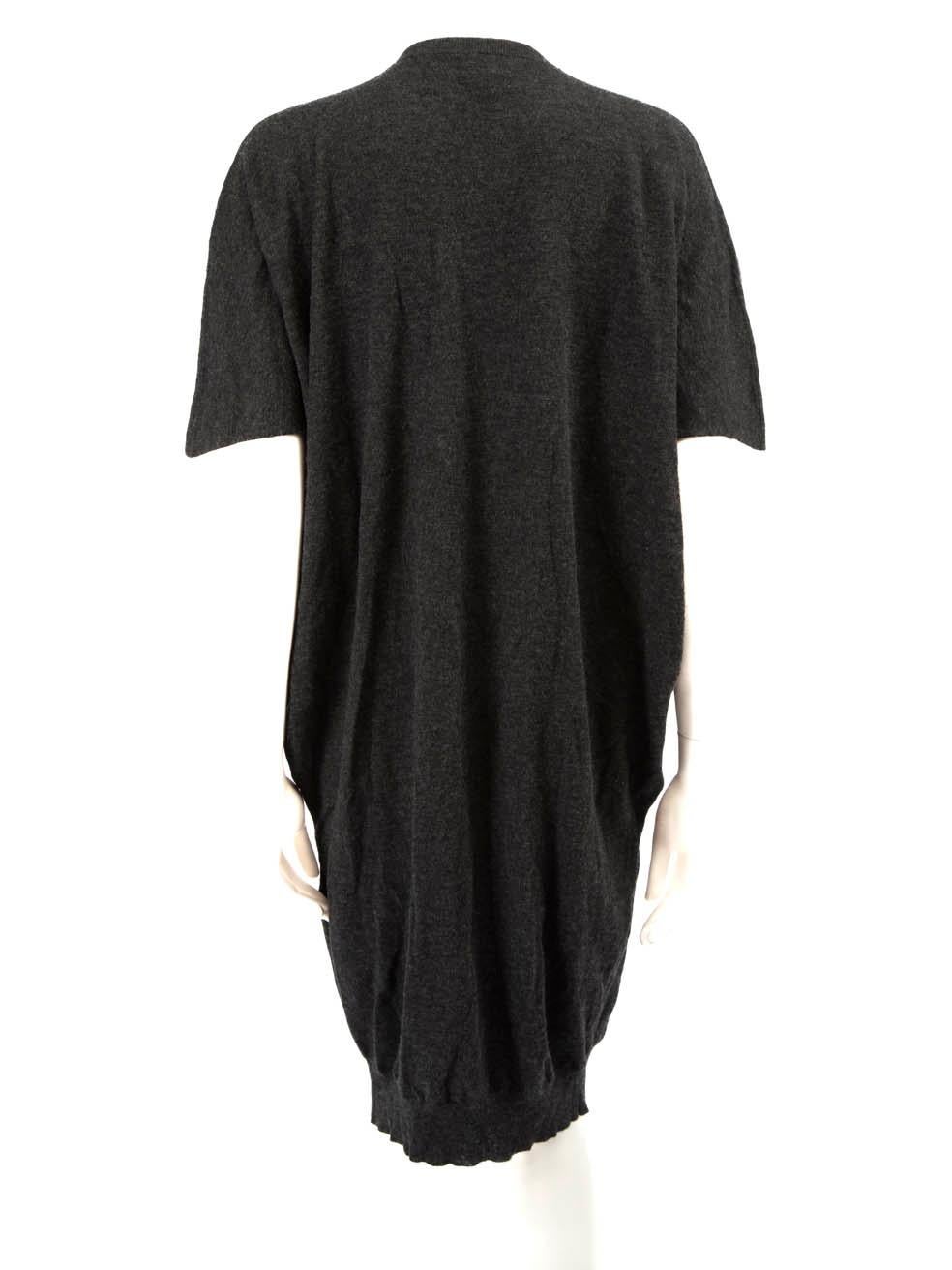 Black Lanvin Grey Wool Knee Length Knit Dress Size XS For Sale