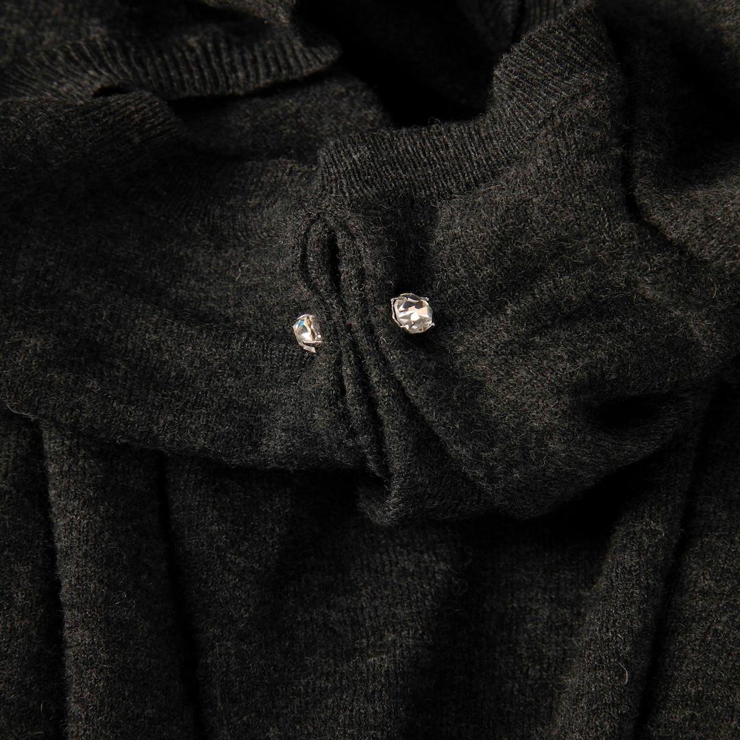 Lanvin Grey Wool Knee Length Knit Dress Size XS In New Condition For Sale In London, GB