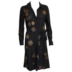 Lanvin Graues Hemdkleid aus Wolle mit Verzierungen