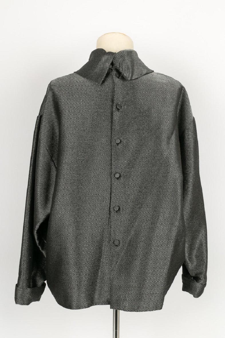 Black Lanvin Grey Wool Top, Fall 1989 For Sale