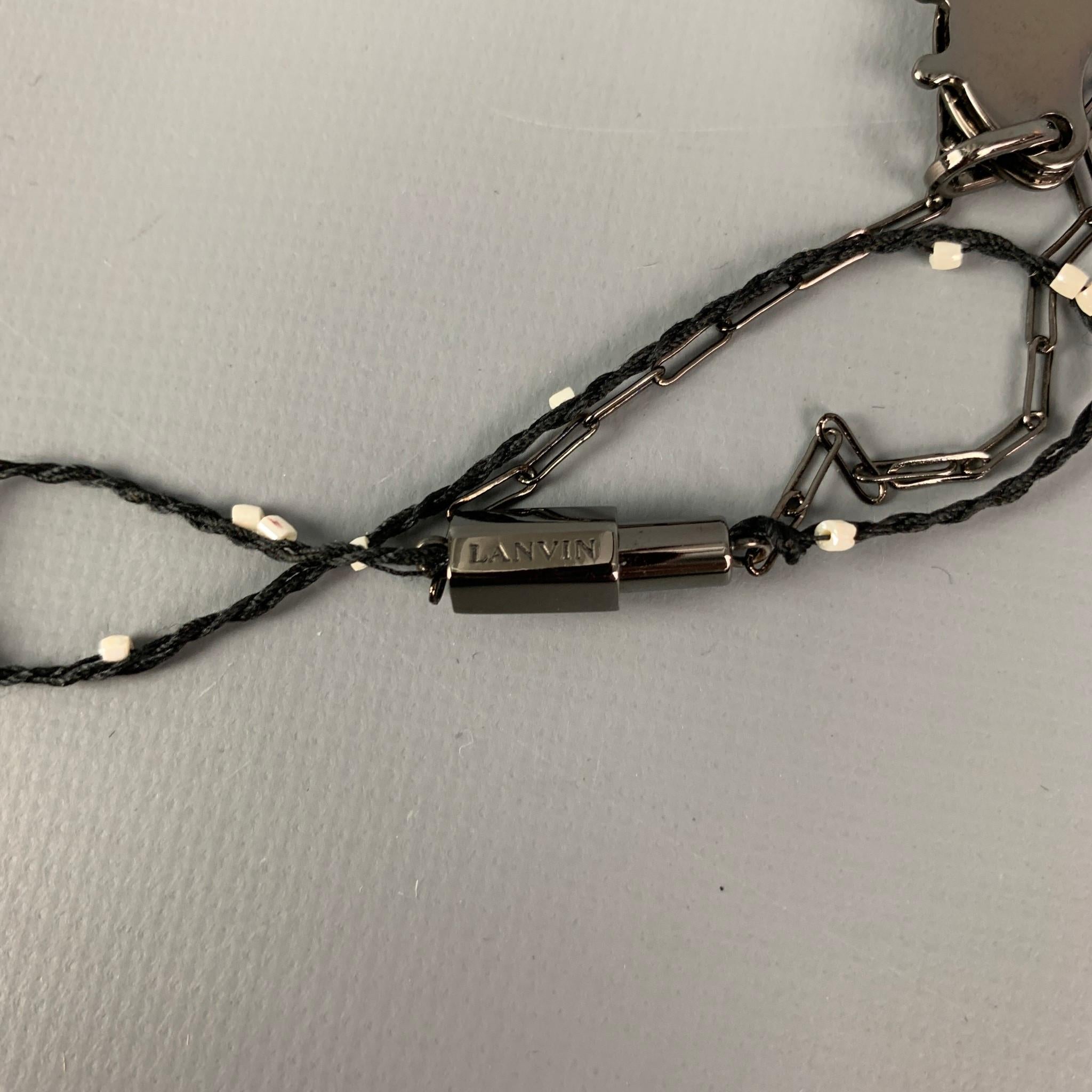 LANVIN Gunmetal Beaded Enamelled Moon Bracelet In New Condition In San Francisco, CA