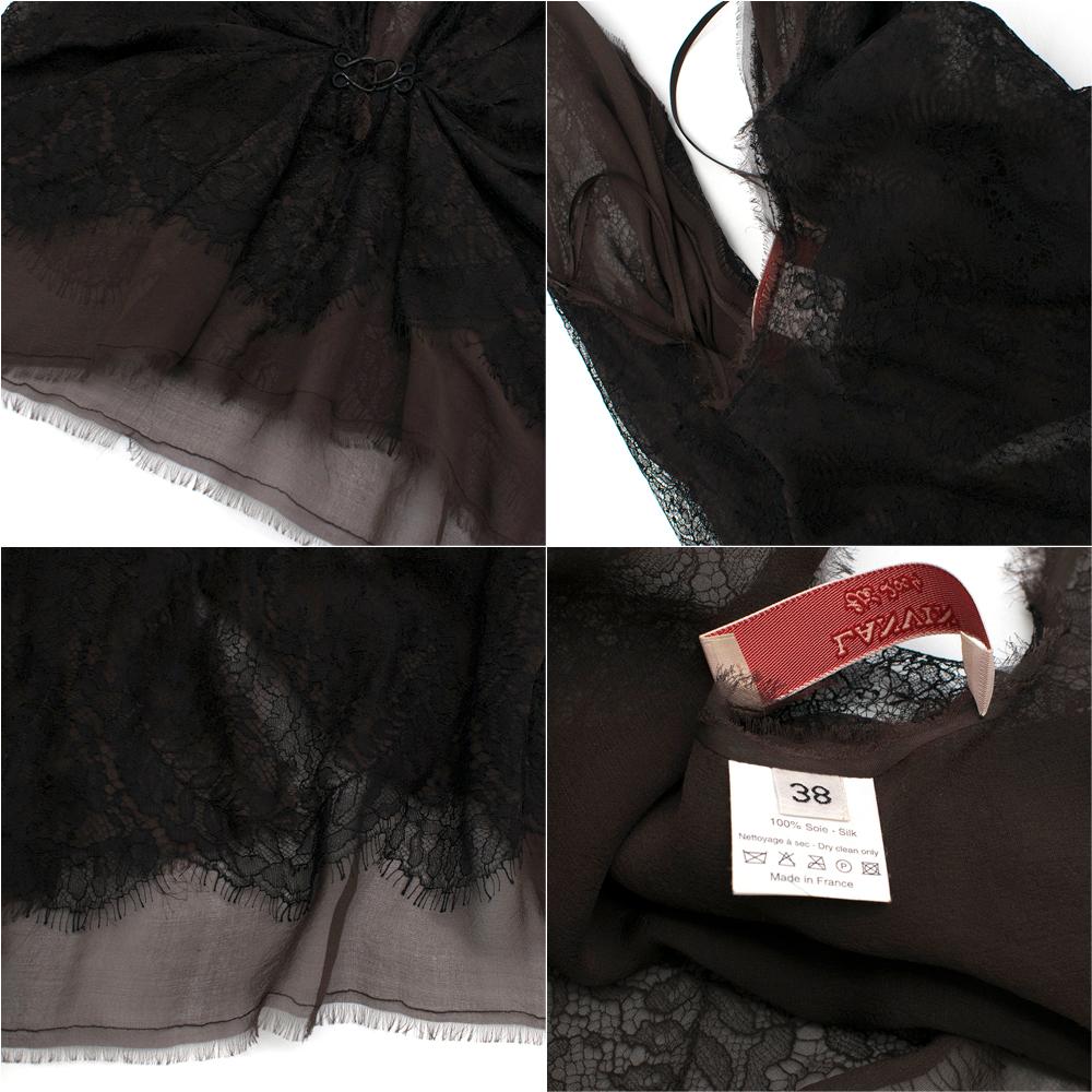 Lanvin Halterneck Brown & Black Lace Top - Size US 6 For Sale 1