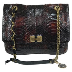 Lanvin Happy Red Python Black Trim Shoulder Bag