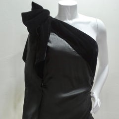 Lanvin Haute Couture 1980s Velvet Bias Cut Black Gown