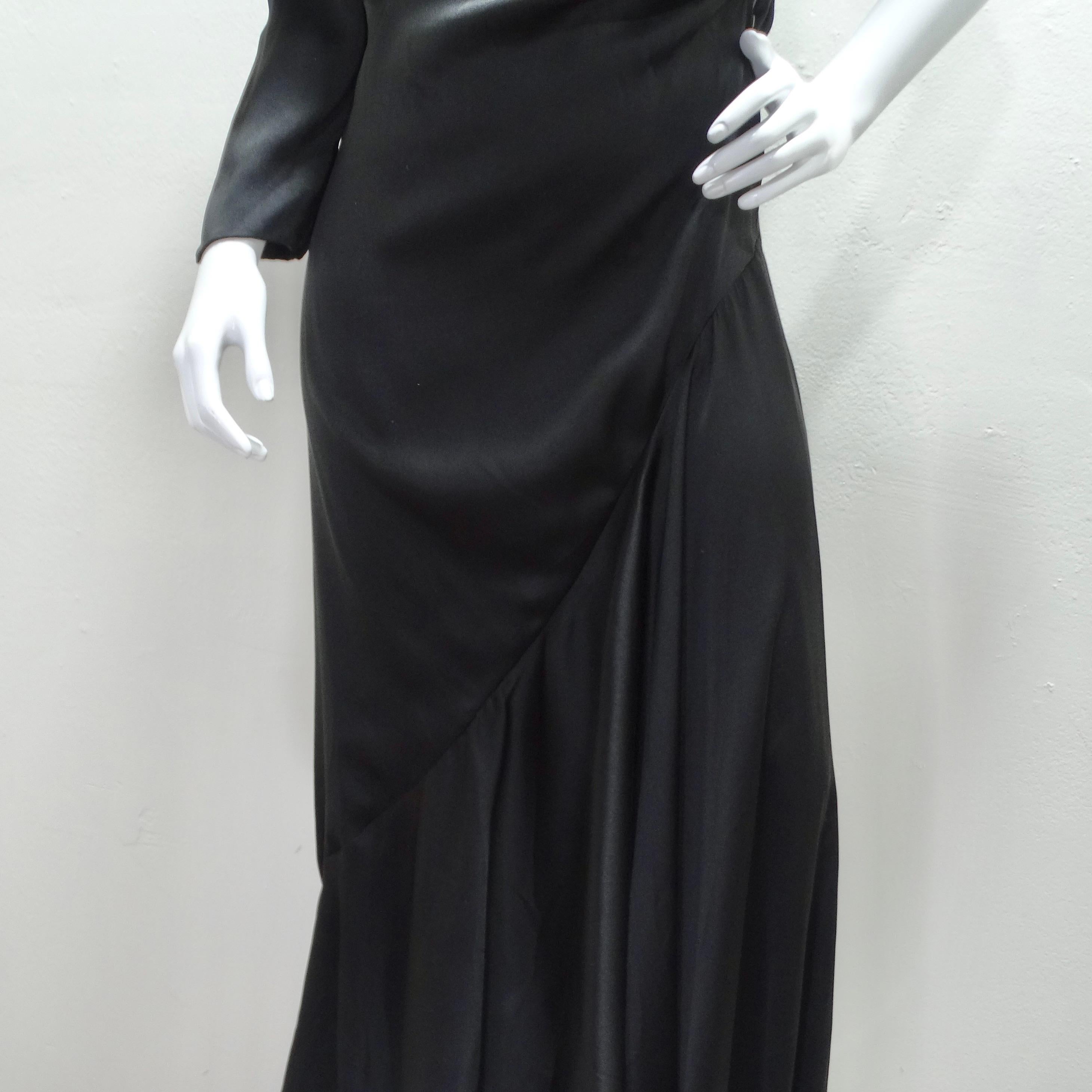 Lanvin Haute Couture 1980s Velvet Bias Cut Black Gown In Good Condition For Sale In Scottsdale, AZ