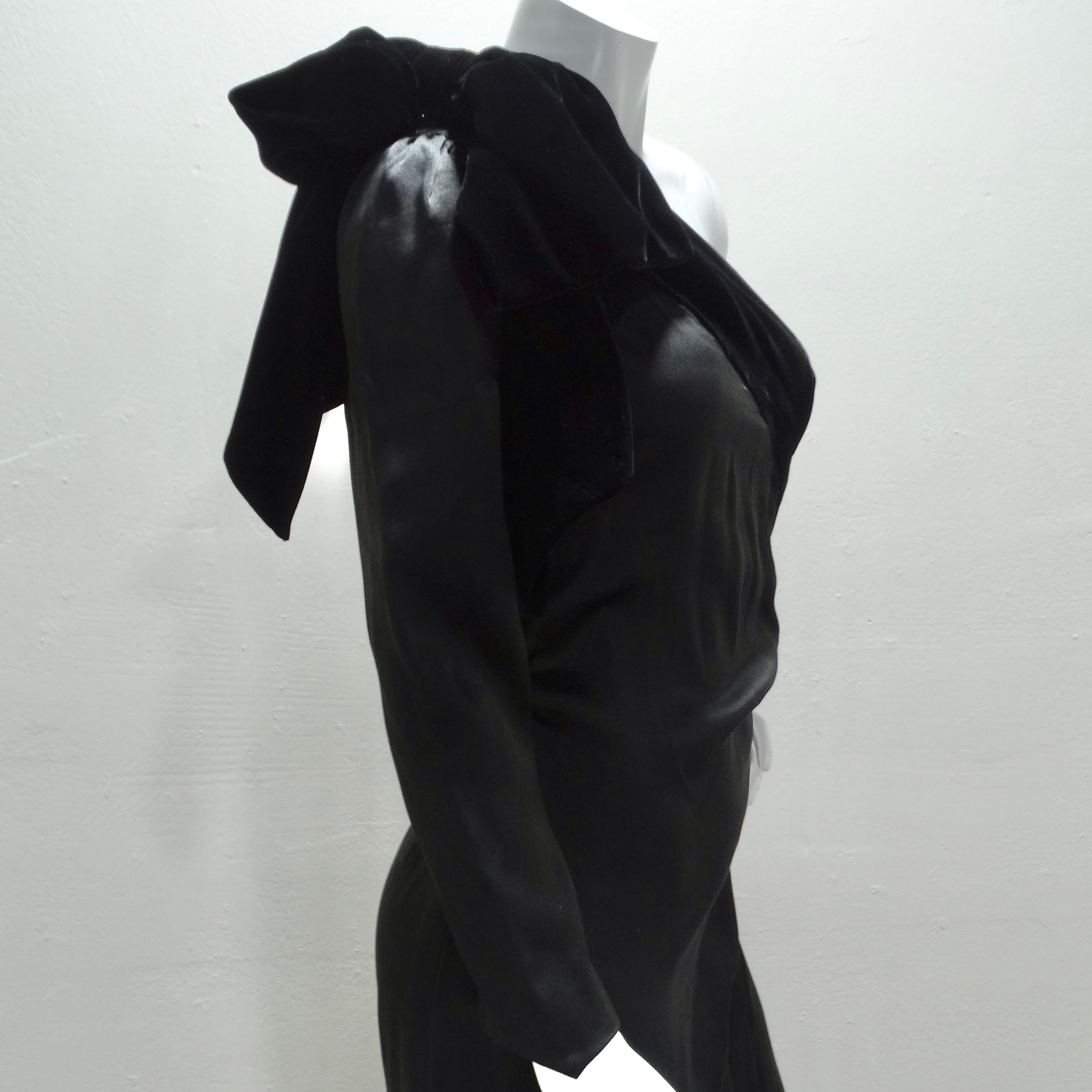 Lanvin Haute Couture 1980s Samt Schrägschnitt Schwarzes Kleid für Damen oder Herren im Angebot