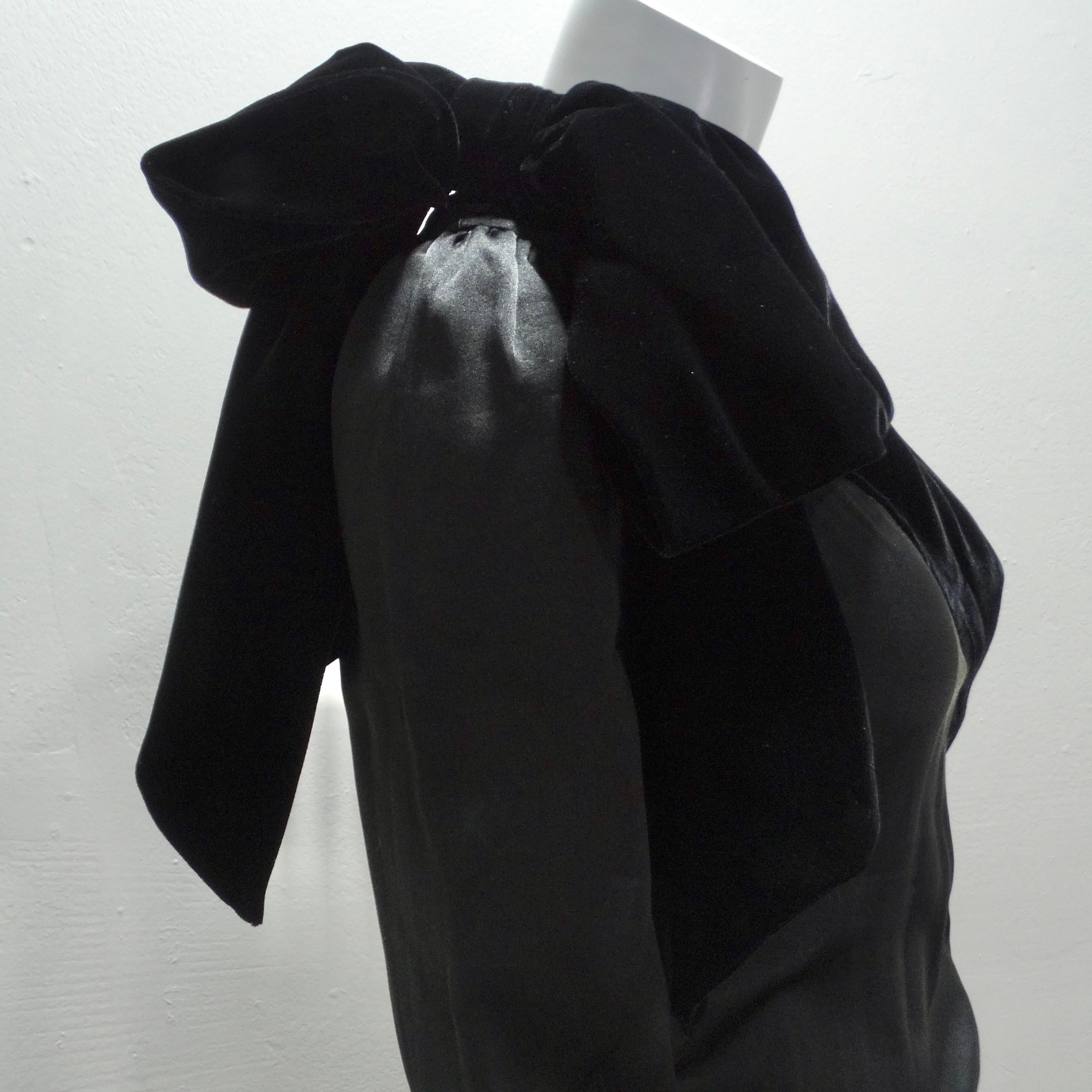 Lanvin Haute Couture 1980s Velvet Bias Cut Black Gown For Sale 1