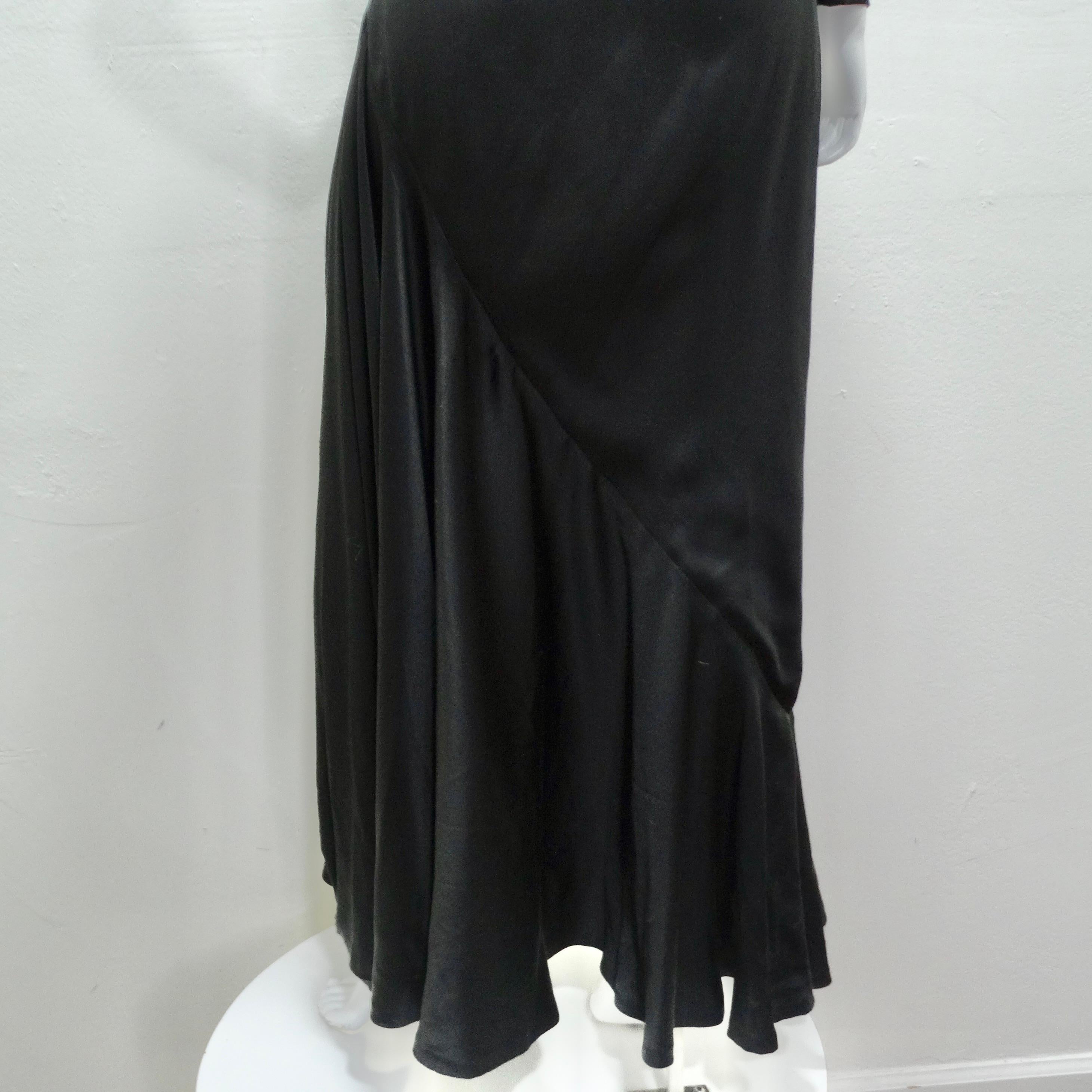 Lanvin Haute Couture 1980s Velvet Bias Cut Black Gown For Sale 4