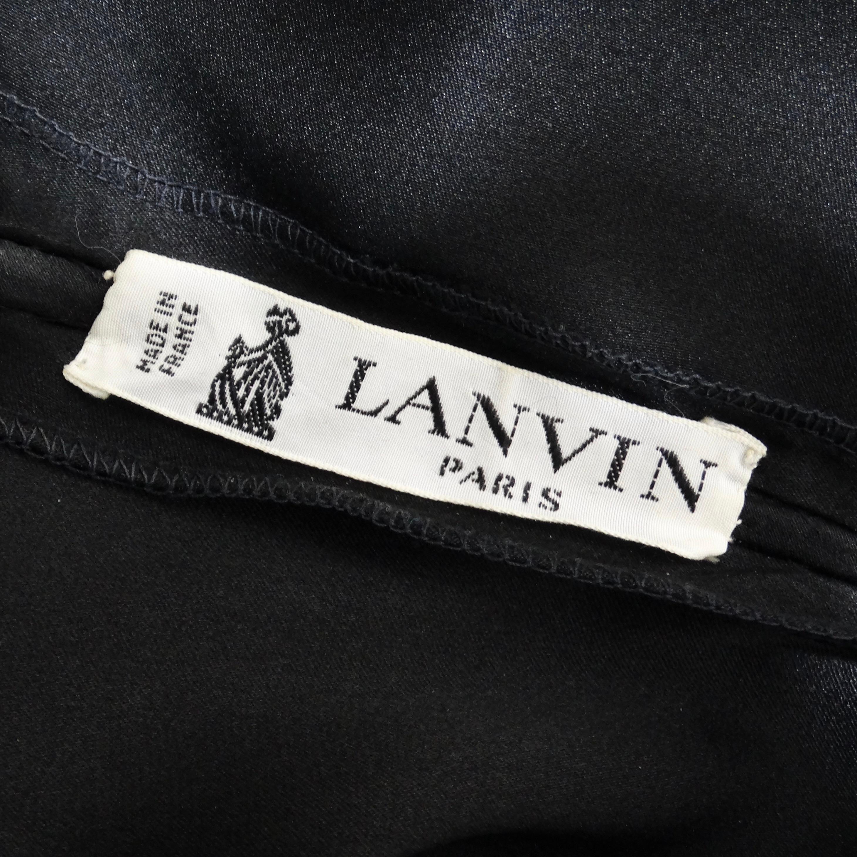 Lanvin Haute Couture 1980s Samt Schrägschnitt Schwarzes Kleid im Angebot 5