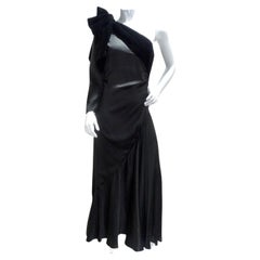 Vintage Lanvin Haute Couture 1980s Velvet Bias Cut Black Gown