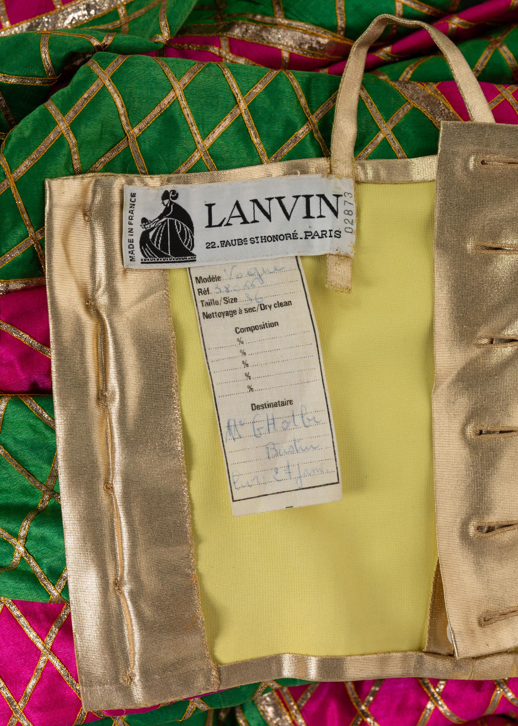 Lanvin Haute Couture Gold Lame Top & Green Pink Peasant Skirt Ensemble, 1977 4