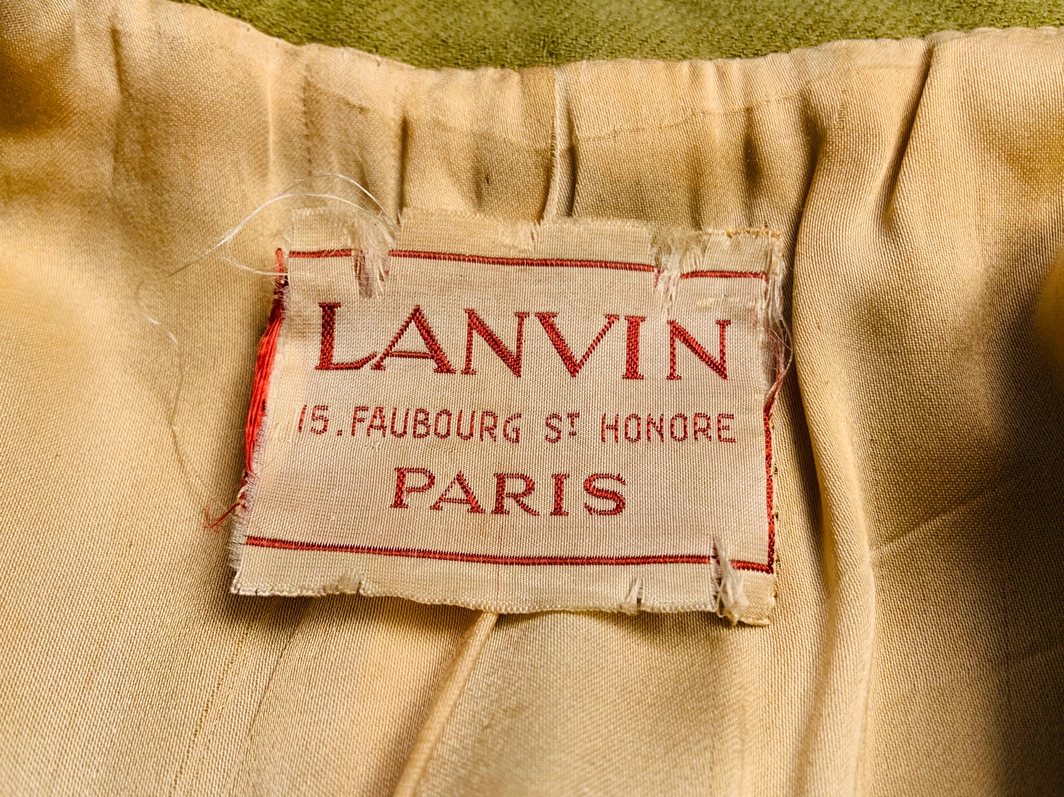 Lanvin Haute Couture May 1944 Spring Green Wool Jacket for Collector or Designer 6