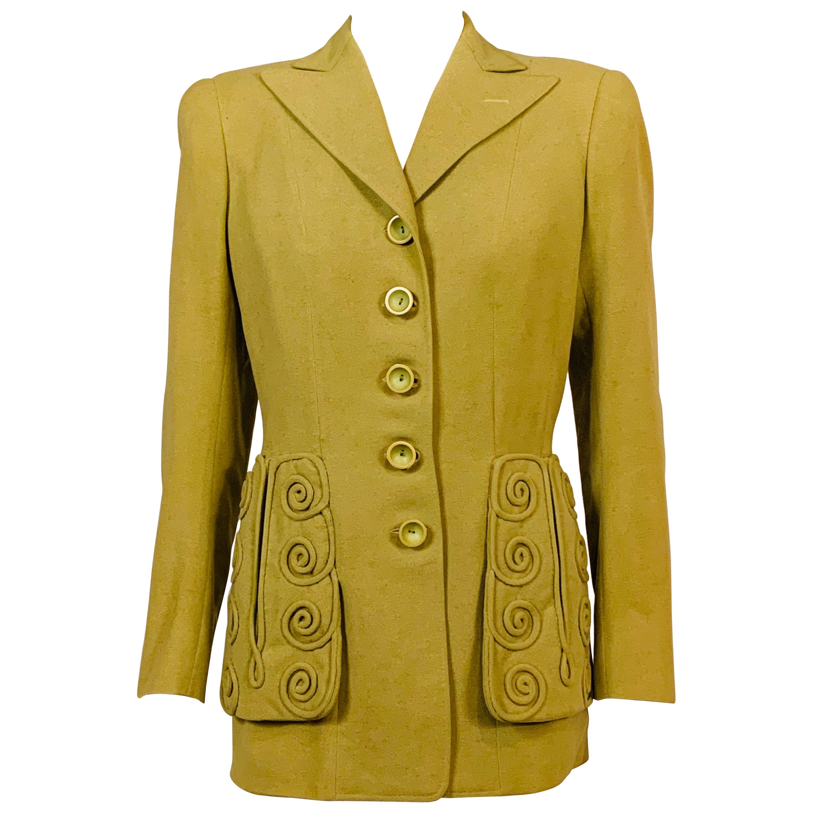 Lanvin Haute Couture May 1944 Spring Green Wool Jacket for Collector or Designer