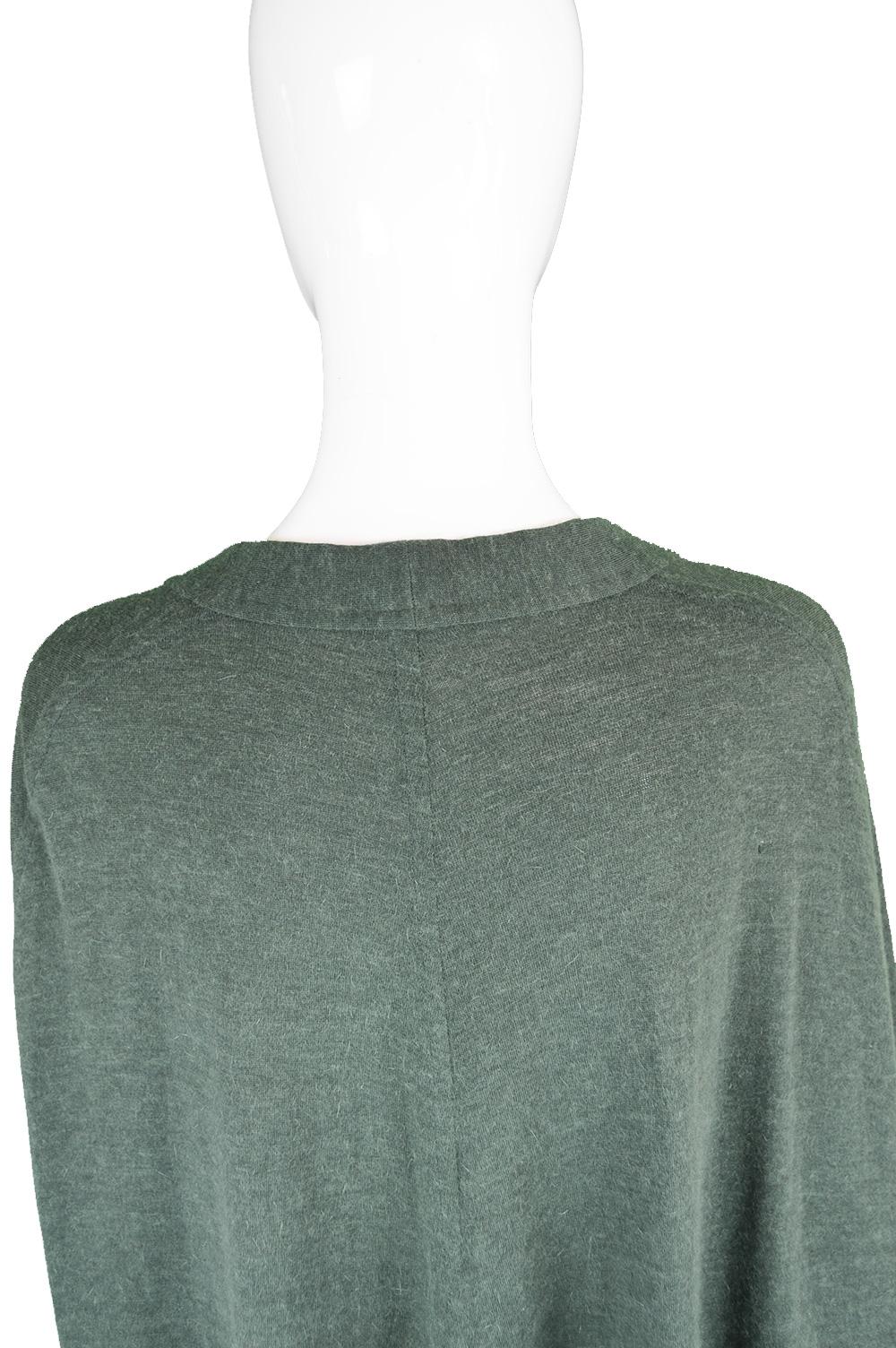 Lanvin Haute Couture Unstructured Green Wool Knit Maxi Cape Cloak, 1970s For Sale 5