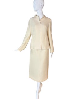 Vintage Lanvin Minimalist Wool Skirt Suit Courthouse Bride