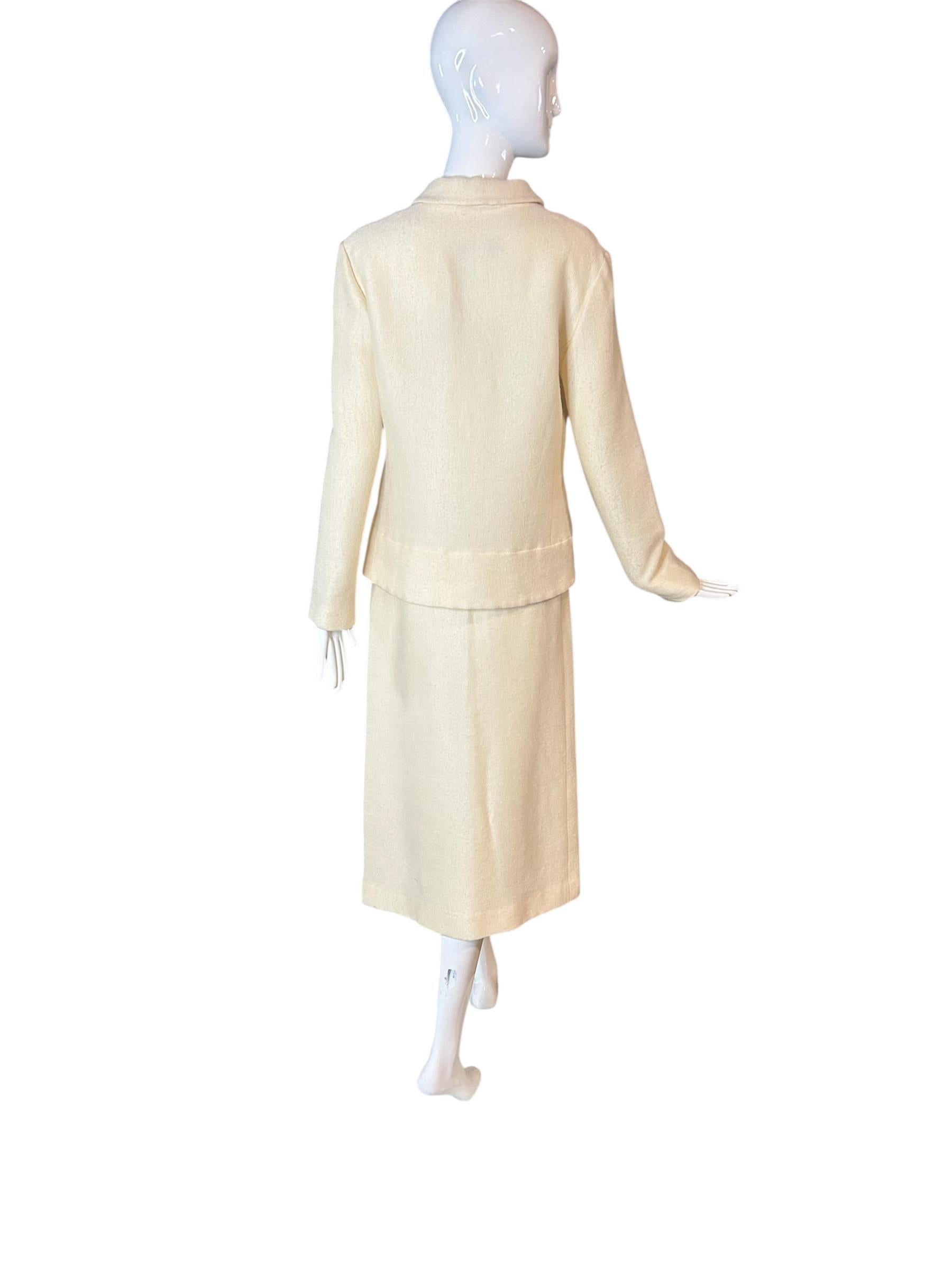 Beige Combinaison jupe en laine Lanvin Haute Couture, c. 1960 en vente