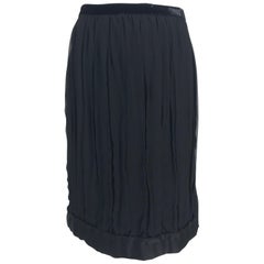 Lanvin Hiver 2006 Black Silk Skirt with Side Button Closure. 
