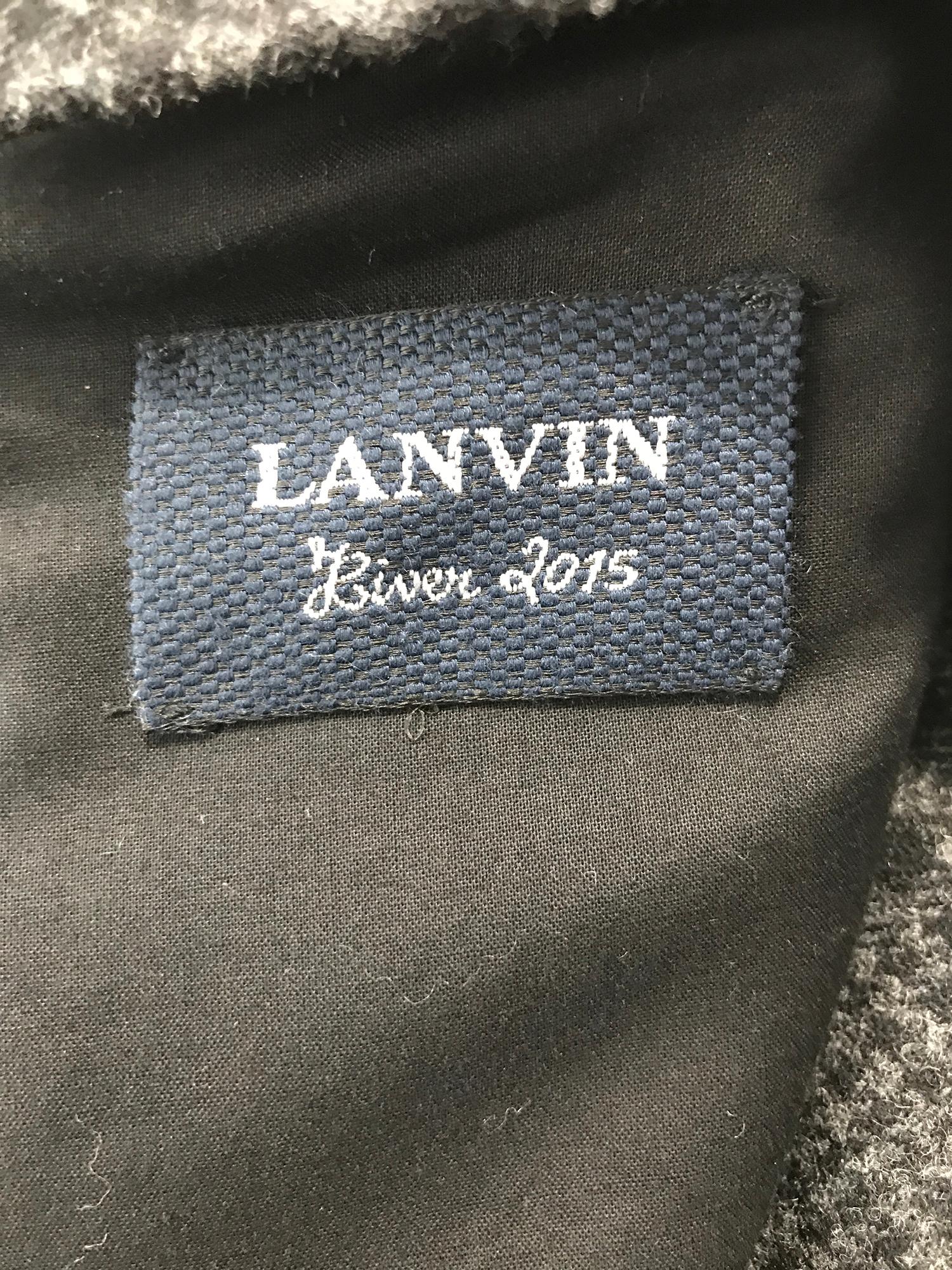 Lanvin Hiver 2015 Grey Wool Plaid Oversize Kimono Sleeve Top  5