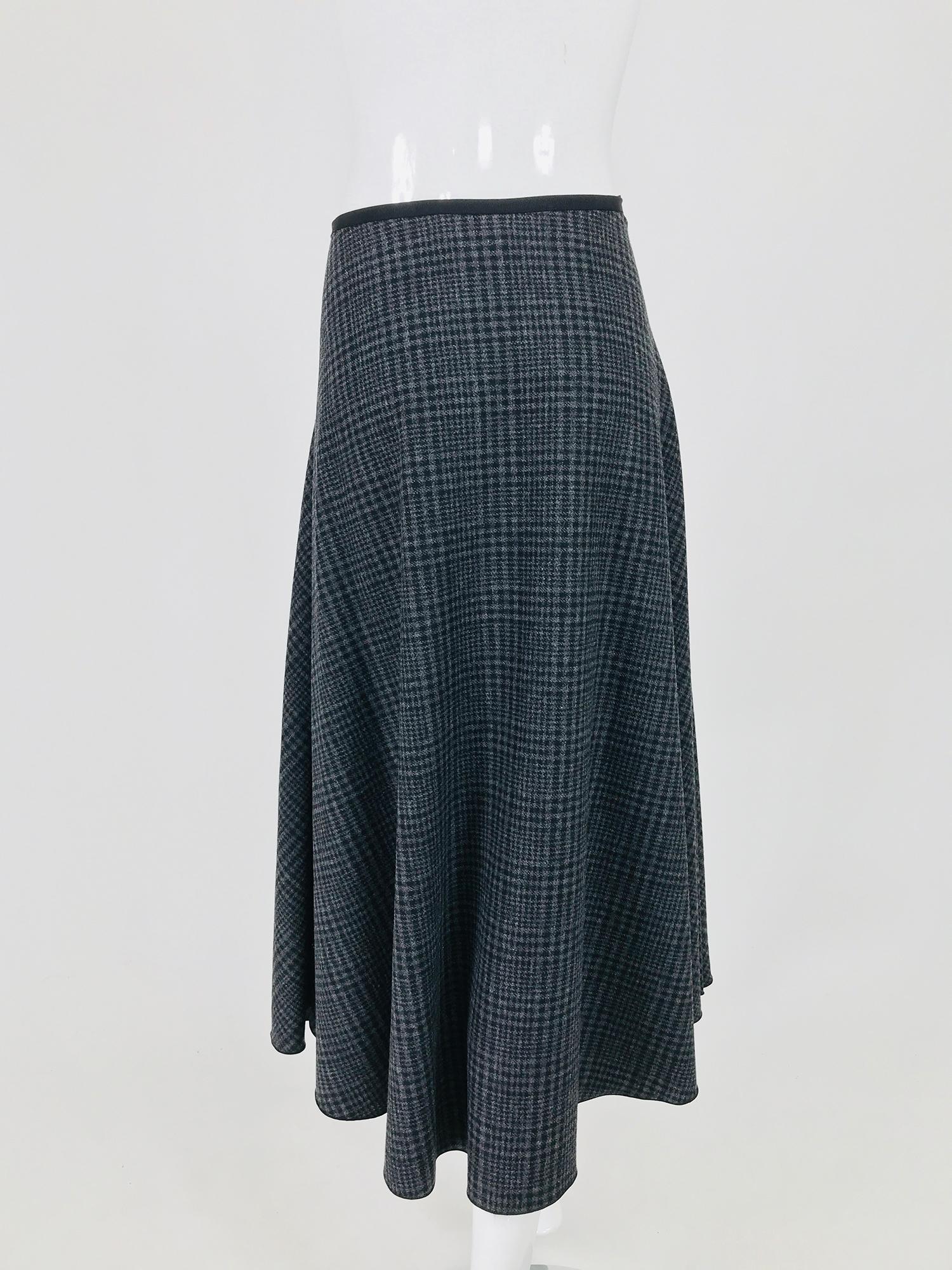 Lanvin Hiver 2015 Wool Plaid Bias Cut Skirt 42 2