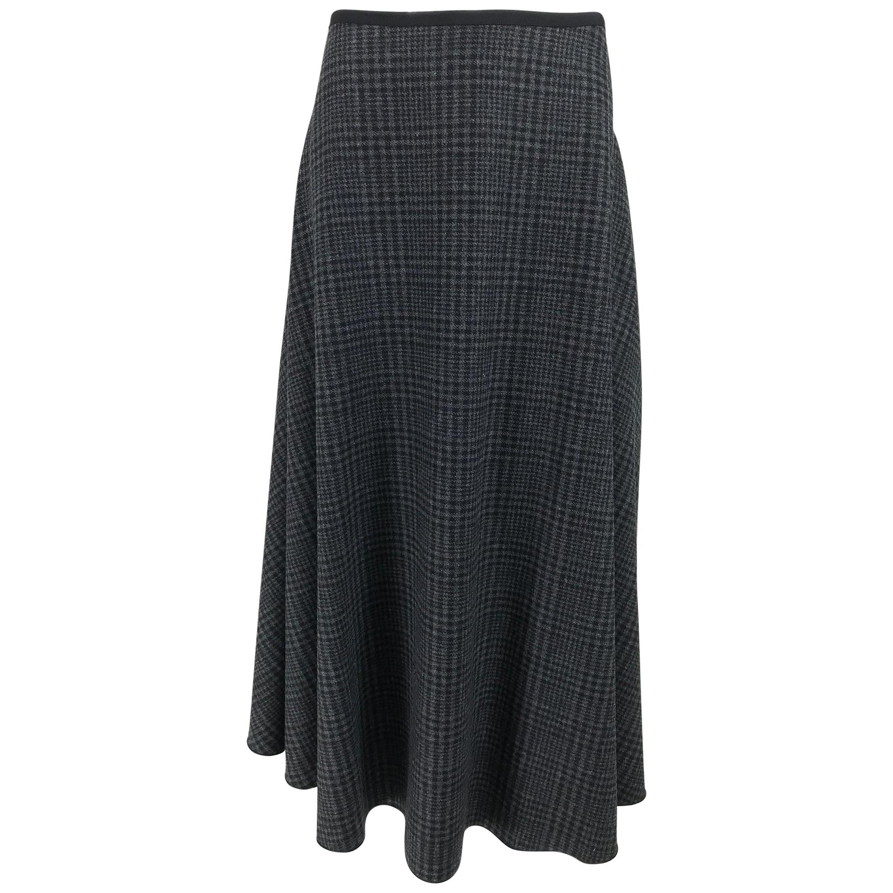 Lanvin Hiver 2015 Wool Plaid Bias Cut Skirt 42