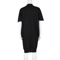 Lanvin Hiver'10 Grey Wool Short Sleeve Draped Dress S
