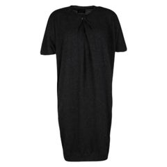 Lanvin Hiver'10 - Vestito drappeggiato a maniche corte in lana grigia S