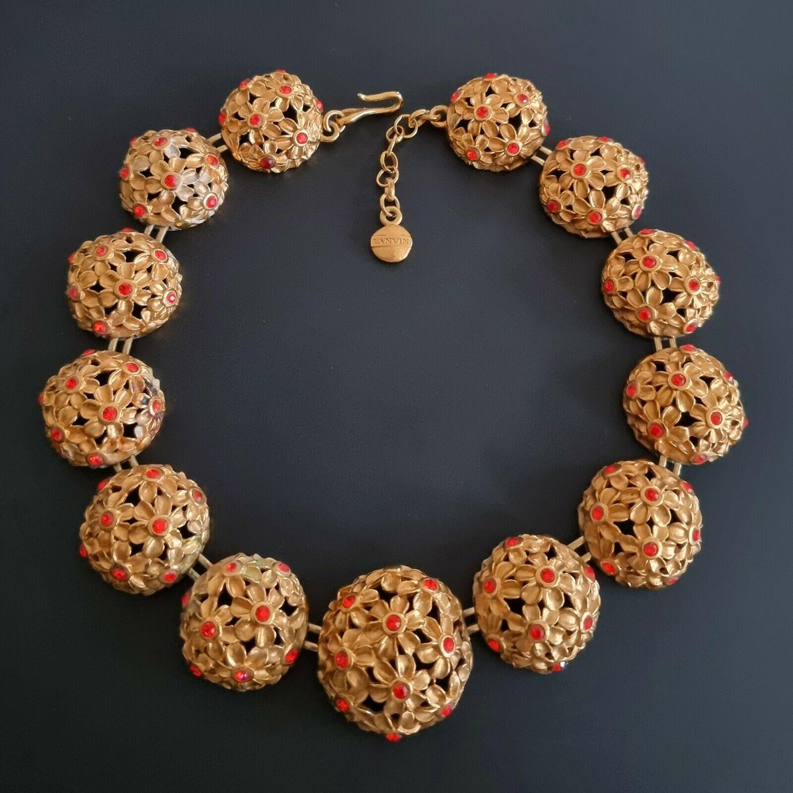 Lanvin, Important vintage NECKLACE, golden alloy rhinestones In Good Condition For Sale In SAINT-CLOUD, FR