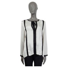 LANVIN Chemisier noir et ivoire 2015 LACE TRIM Blouse 38 S