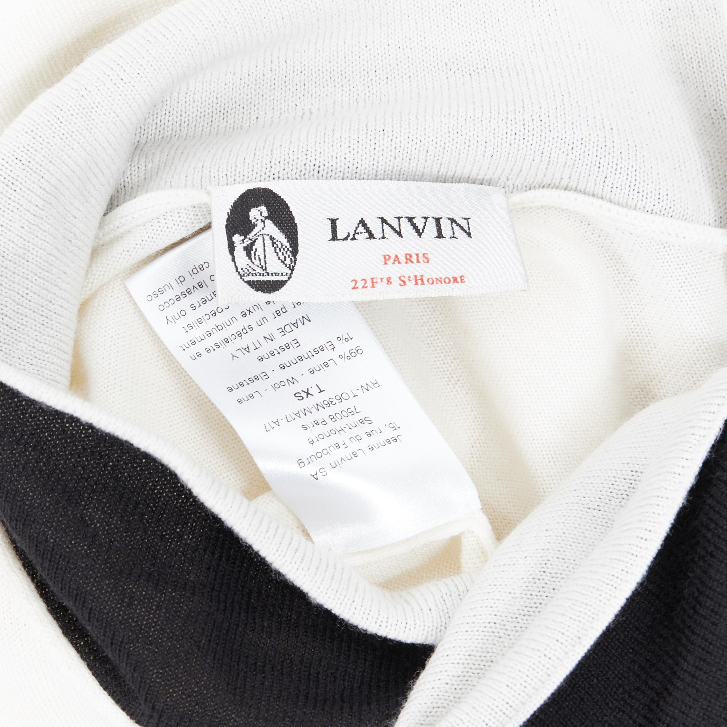 LANVIN ivory white wool black bow tie short sleeve sweater top XS 1