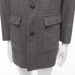 Abrigo LANVIN JL gris en mezcla de lana y espiga con dos bolsillos IT46 S