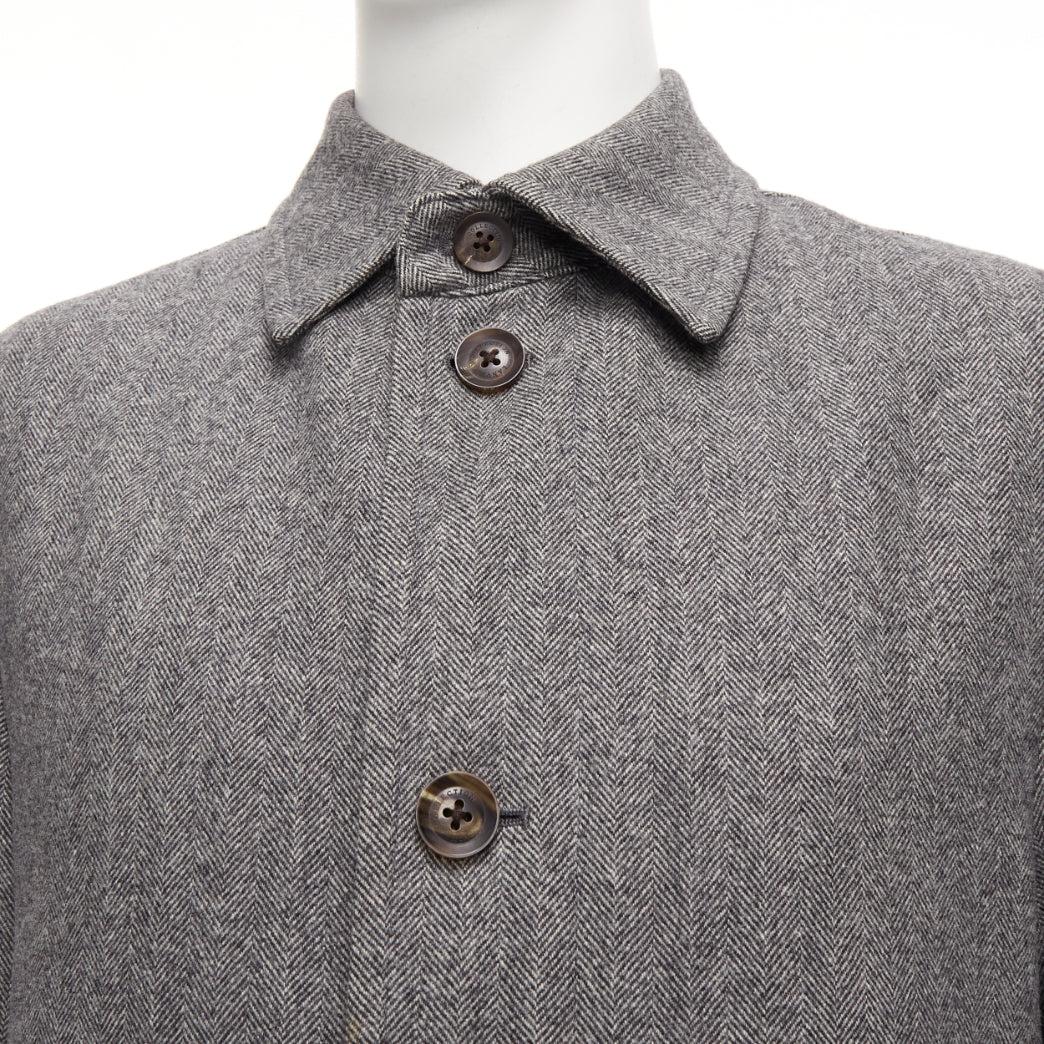 Abrigo LANVIN JL gris en mezcla de lana y espiga con dos bolsillos IT46 S en venta 2